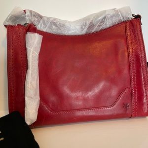 NWT Frye Italian Leather Melissa Zip Crossbody (Red)